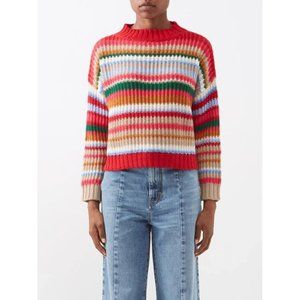 Weekend Max Mara Womens Medium Red Multicolor Aladino Sweater Knit Pullover $435